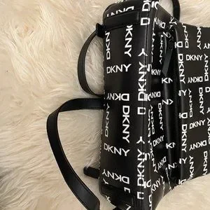 DKNY Tilly Foldover Backpack Graffiti Black White Monogram Large NWT Dkny | Bags | Dkny Tilly Foldover Backpack Graffiti Black  main image 2